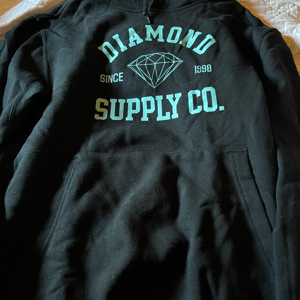 Diamond Supply Co. Black and Teal Hoodie